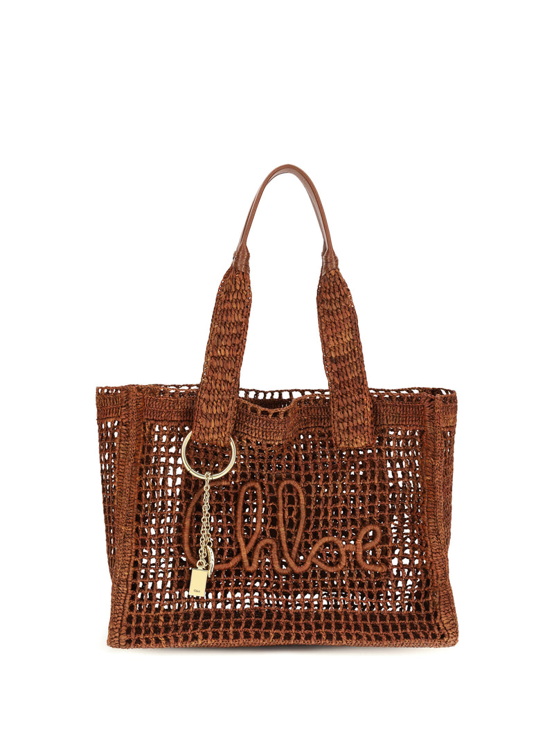 Chloe Chloé East-west Summer Banana Raffia Tote Bag Clay Brown - World Class Fashion