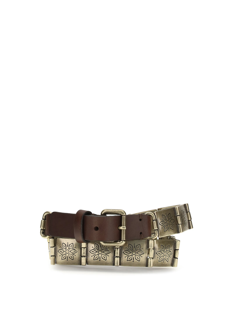 Etro Etro Engraved Metal And Leather Belt S0996 - World Class Fashion