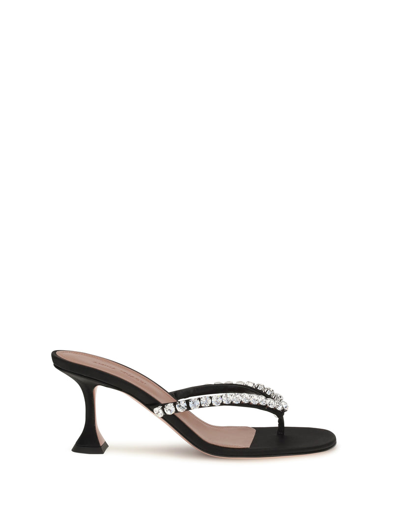 Amina Muaddi Amina Muaddi Gigi Crystal Thong Sandals Black - World Class Fashion