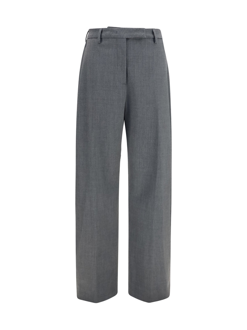 The Latest The Latest Straight-leg Wool-blend Pants Grey Melange - World Class Fashion
