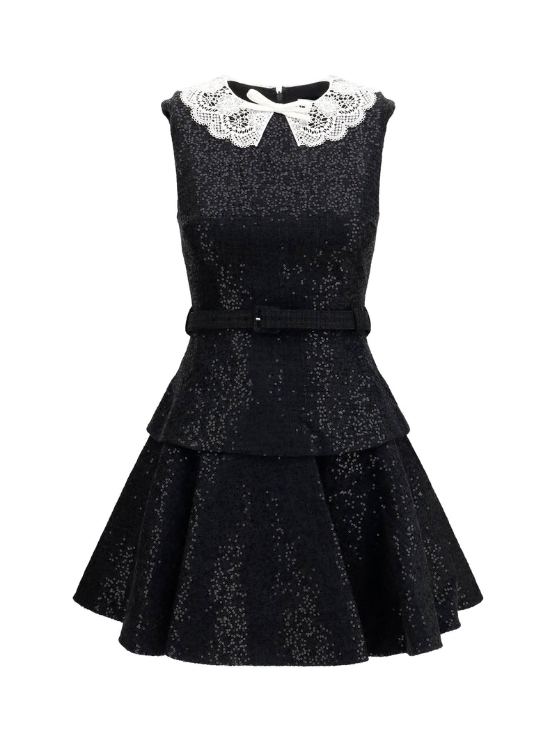 Self-portrait Self-portrait Sequin Bouclé Dress Black Women - World Class Fashion