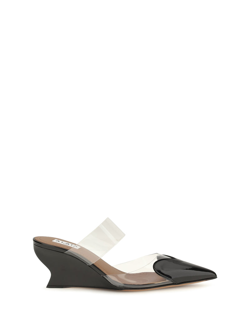 Alaia Alaïa Le Coeur Patent Leather Mules Noir - World Class Fashion