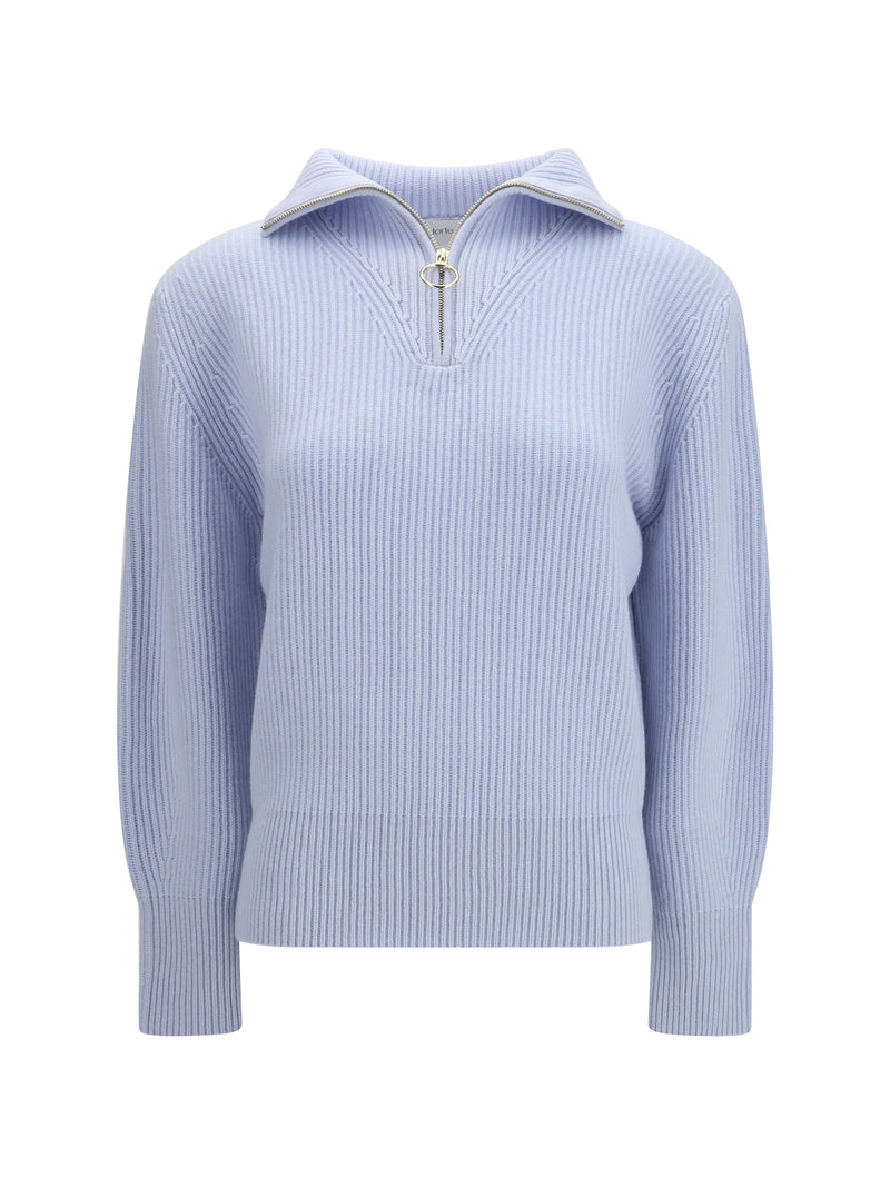 Forte_forte Forte_forte Wool and Cashmere Half Zip Sweater Celestial - World Class Fashion