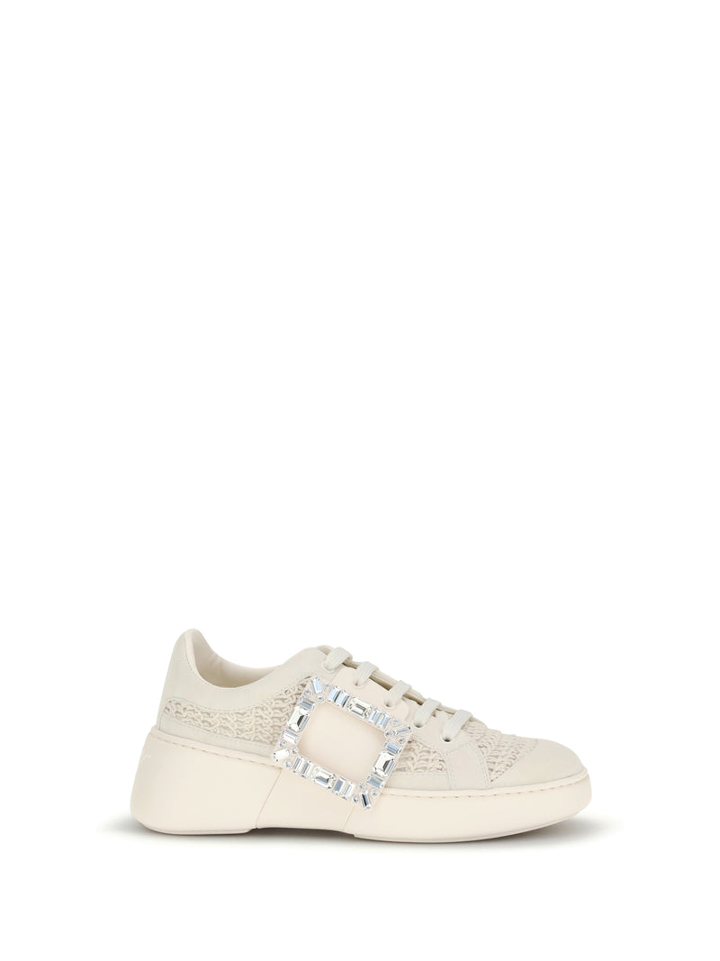 Roger Vivier Roger Vivier Viv' Skate Leather Sneakers Bianco Marmo - World Class Fashion