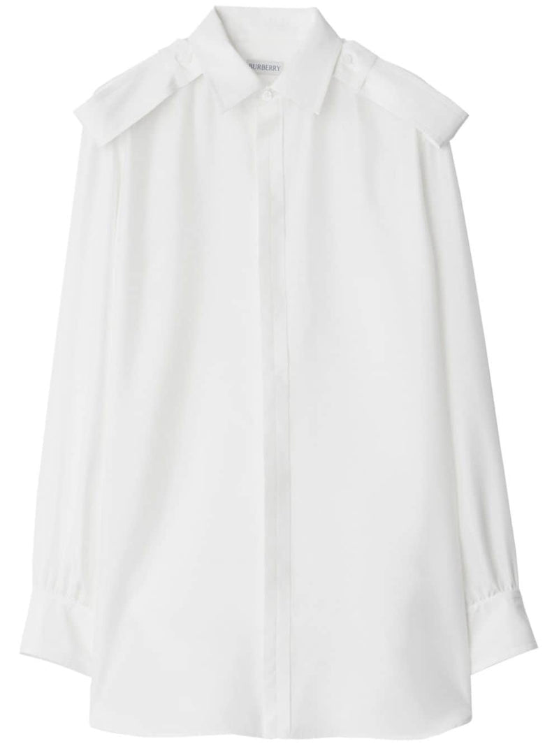 Burberry Burberry Long-Sleeve Silk Shirt White - World Class Fashion