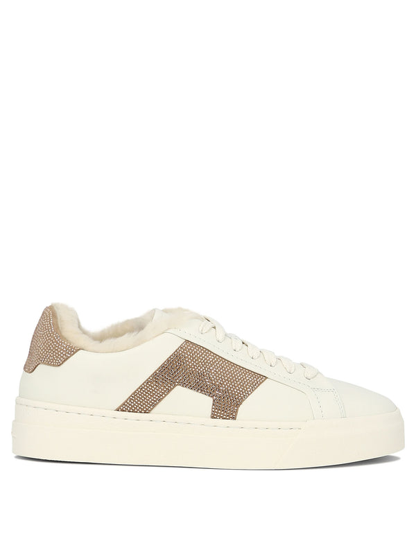 Santoni "double Buckle" Rhinestone-embellished Sneakers