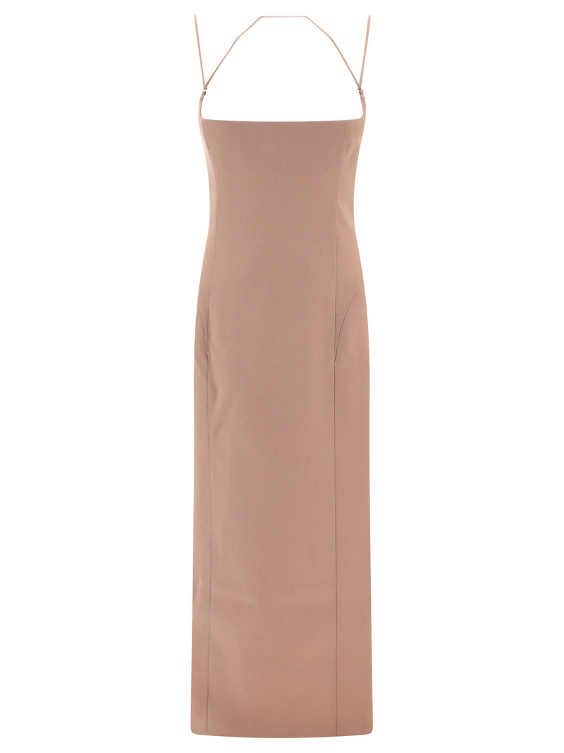 The Attico The Attico Gabardine Midi Dress Beige - World Class Fashion