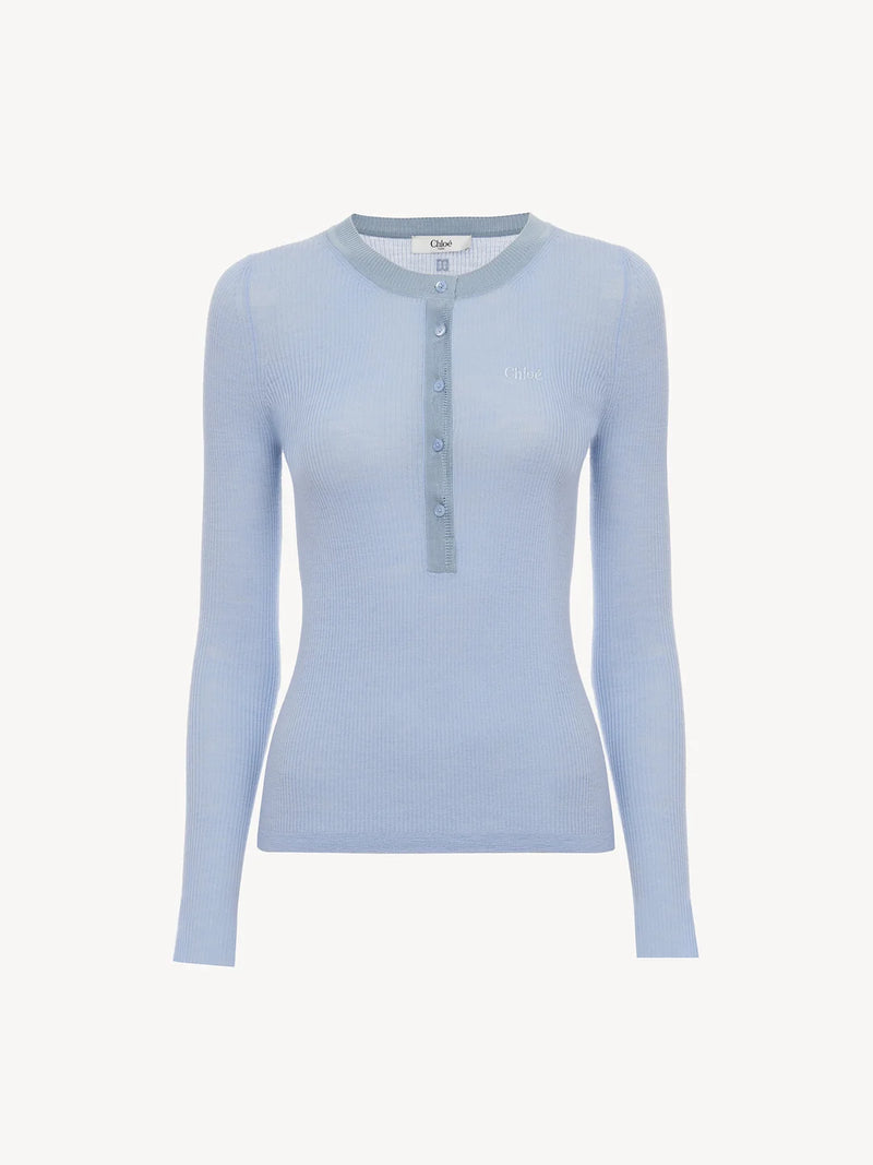 Chloe Chloé Henley Shirt Light Blue Women - World Class Fashion