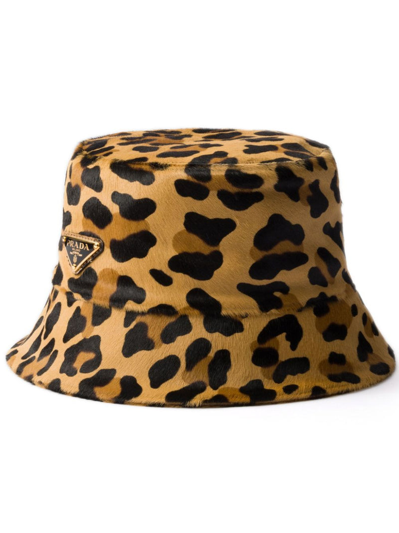 Prada Prada Leopard Pattern Bucket Hat Brown - World Class Fashion