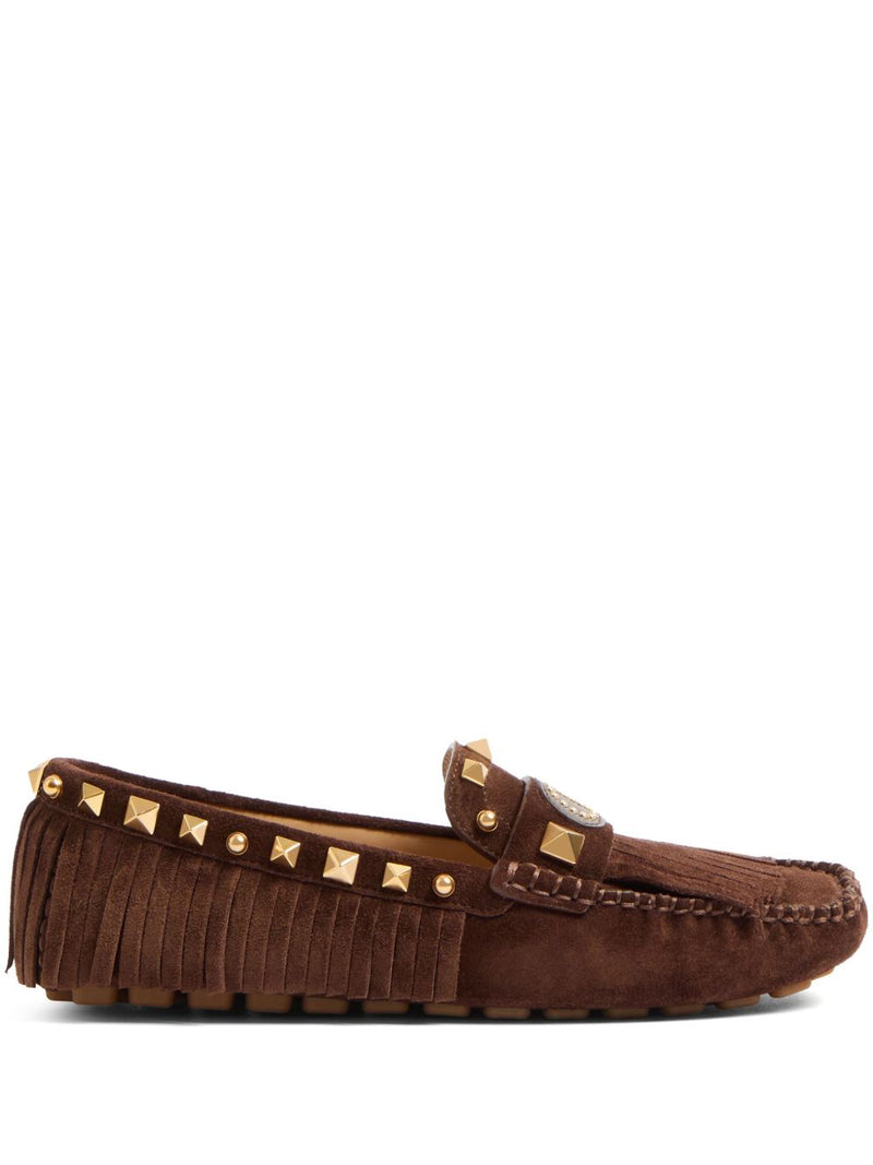 Valentino Garavani Valentino Garavani Driver Brown Leather Loafers Women - World Class Fashion