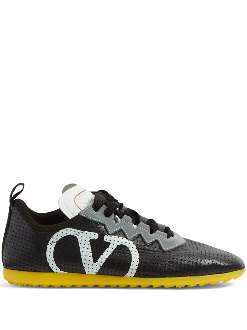 Valentino Garavani Zapatillas Valentino Garavani Chromathon de cuero negro para mujer - World Class Fashion