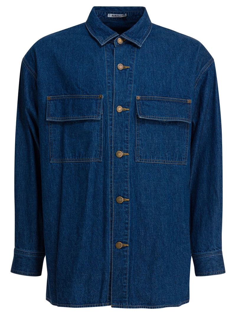 Auralee Auralee Selvedge Oz Shirt Blue Men - World Class Fashion