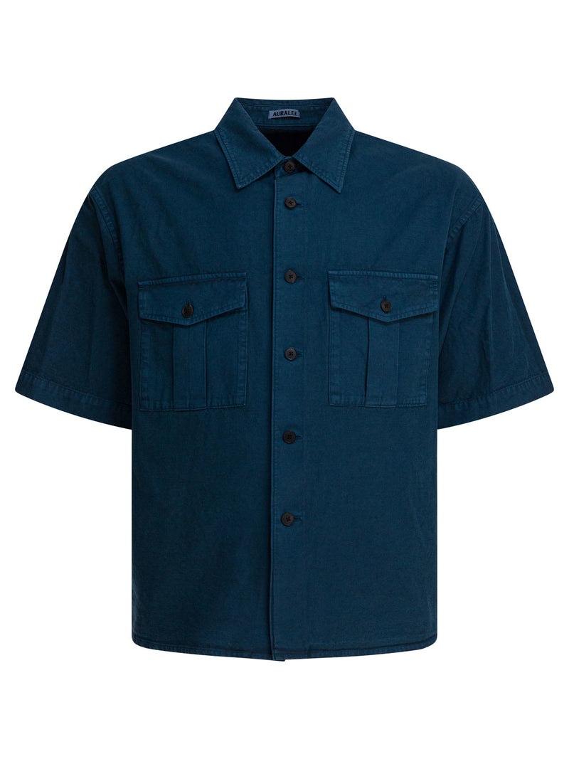 Auralee Auralee Cotton Shirt Navy Men - World Class Fashion