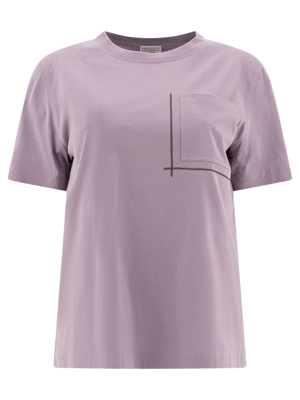 Brunello Cucinelli Cotton Jersey T-shirt With Shiny Pocket Detail
