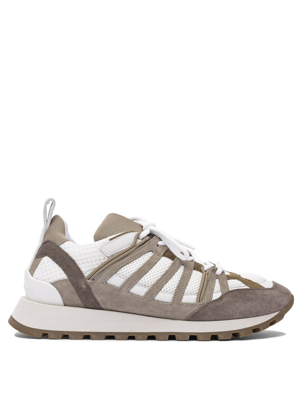 Brunello Cucinelli Suede And Techno Fabric "runners" Sneaker With Shiny Loop Detail