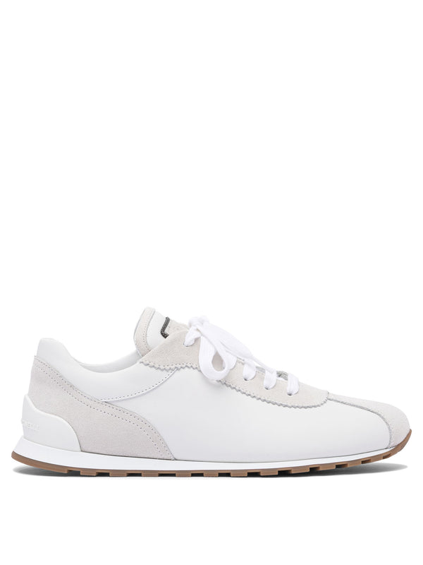 Brunello Cucinelli Suede And Calf Leather "runners" Sneaker With Jewel