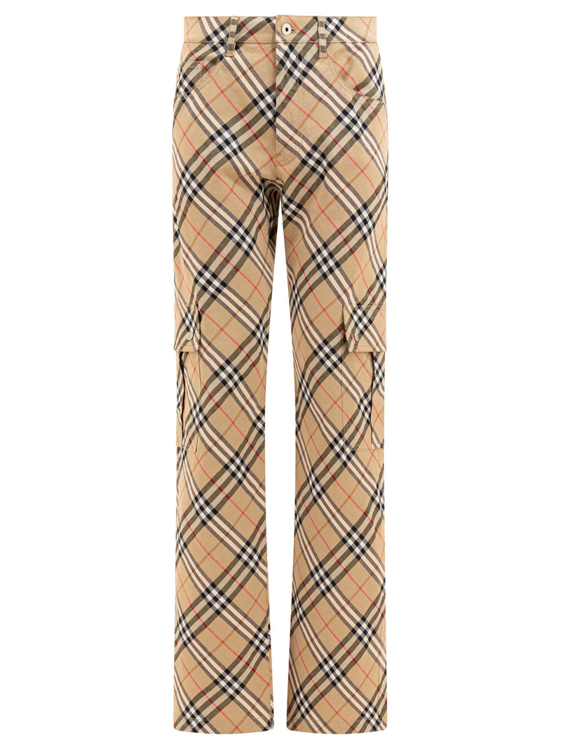 Burberry Burberry Check Cargo Trousers Beige Women - World Class Fashion