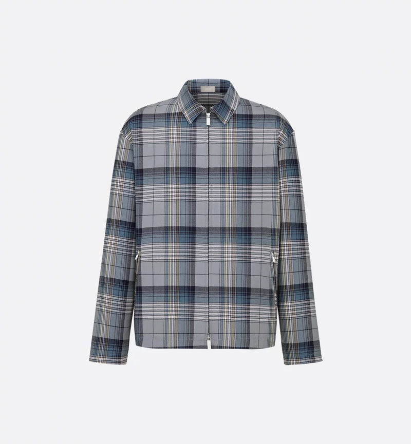 Dior Dior Checked Zip-Up Shirt Grey - World Class Fashion