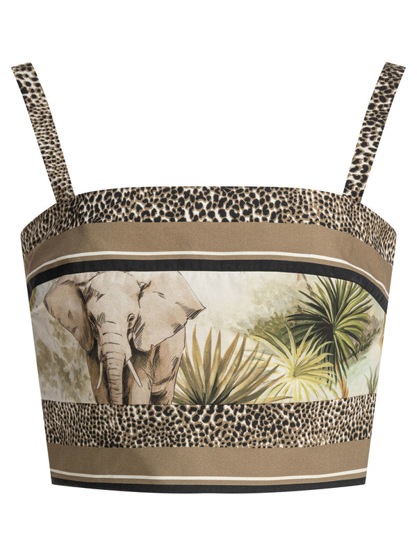 Elie Saab Savannah Print Cropped Top