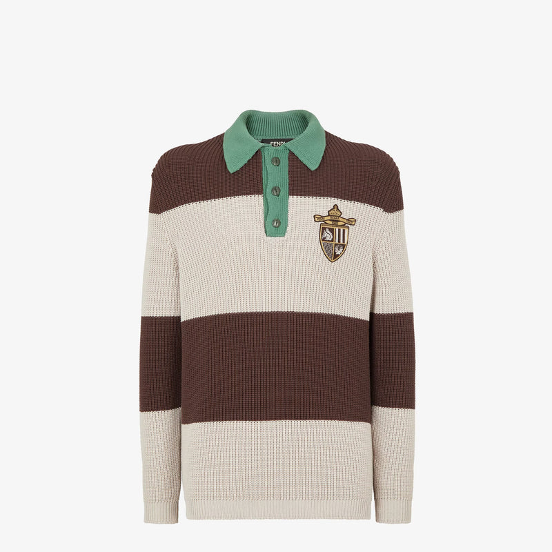 Fendi Fendi Cotton Knitted Polo Brown Men - World Class Fashion