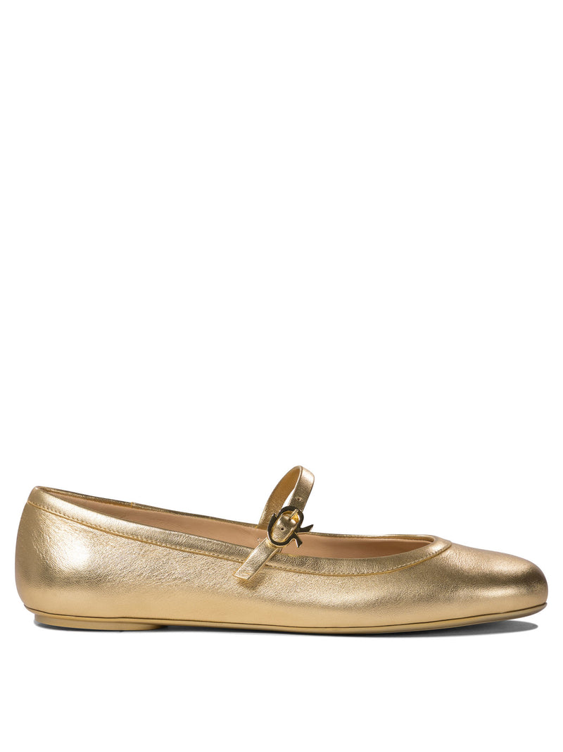 Gianvito Rossi Gianvito Rossi Carla Ballerinas Gold Calf Leather Women - World Class Fashion