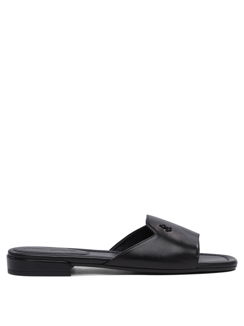 Jimmy Choo Jimmy Choo Dina Sandals Black Leather Women - World Class Fashion