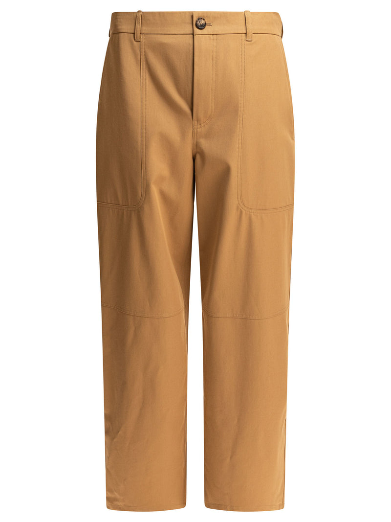 Loewe Loewe Cotton and Silk Cargo Trousers Beige - World Class Fashion