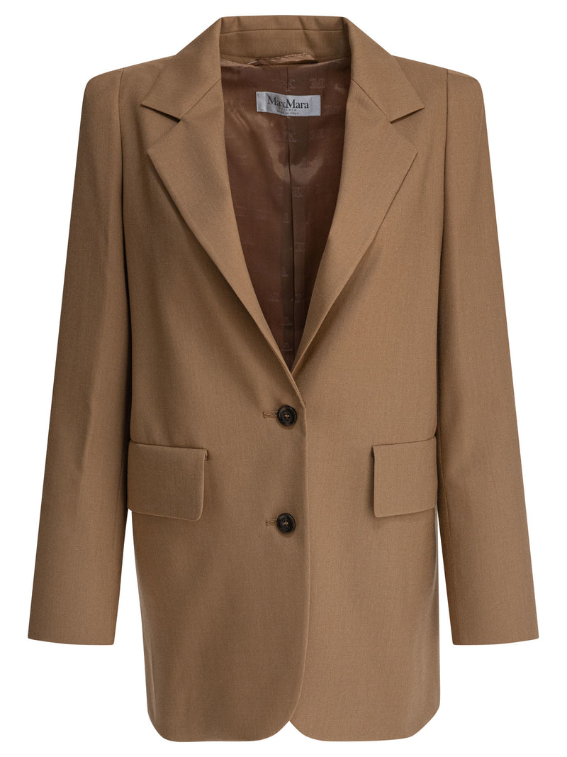 Max Mara Blazer de una hilera de botones Max Mara, color Kitten Beige - World Class Fashion