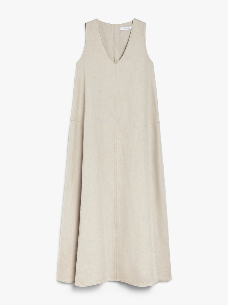 Max Mara Max Mara Flared Linen Dress Beige - World Class Fashion