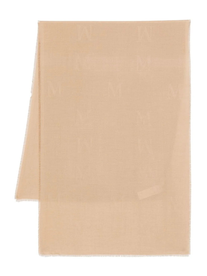 Max Mara Max Mara Curvone Scarf Beige Wool Silk - World Class Fashion