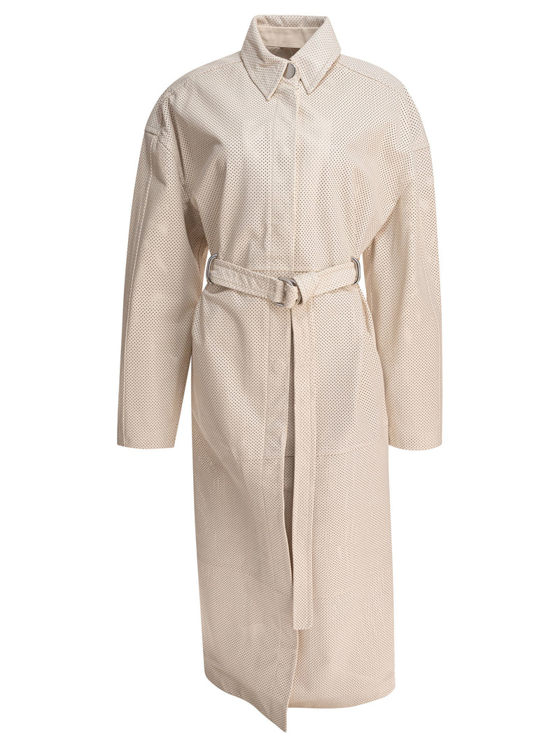 Max Mara Sportmax Gabardina beige Max Mara Sportmax con cinturón de cuero - World Class Fashion