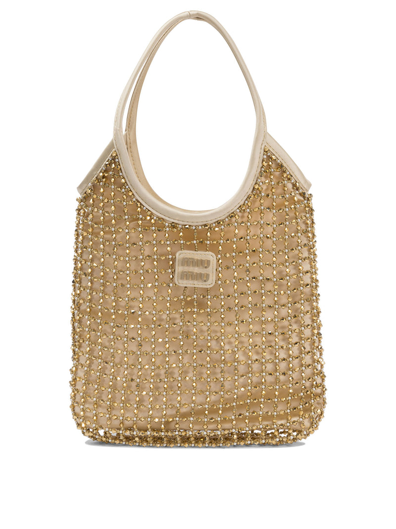 Miu Miu Bolso de mano Miu Miu de seda y viscosa beige para mujer - World Class Fashion