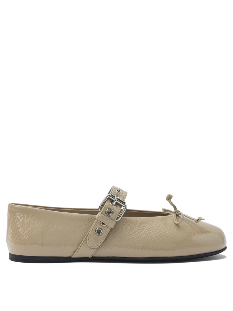Miu Miu Bailarinas Miu Miu de piel de cordero color beige - World Class Fashion