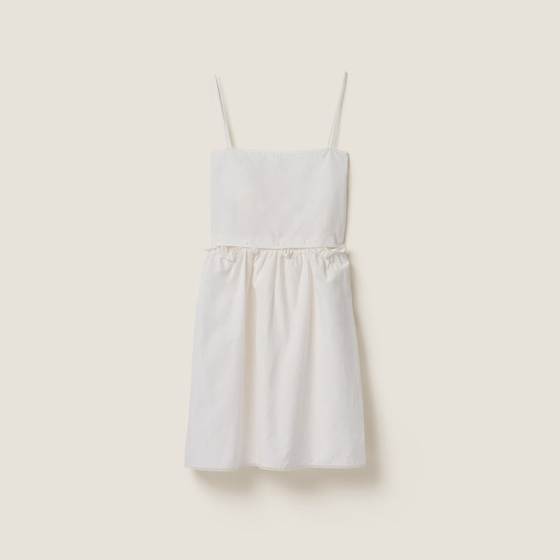 Miu Miu Vestido Miu Miu de popelina flameada blanco - World Class Fashion
