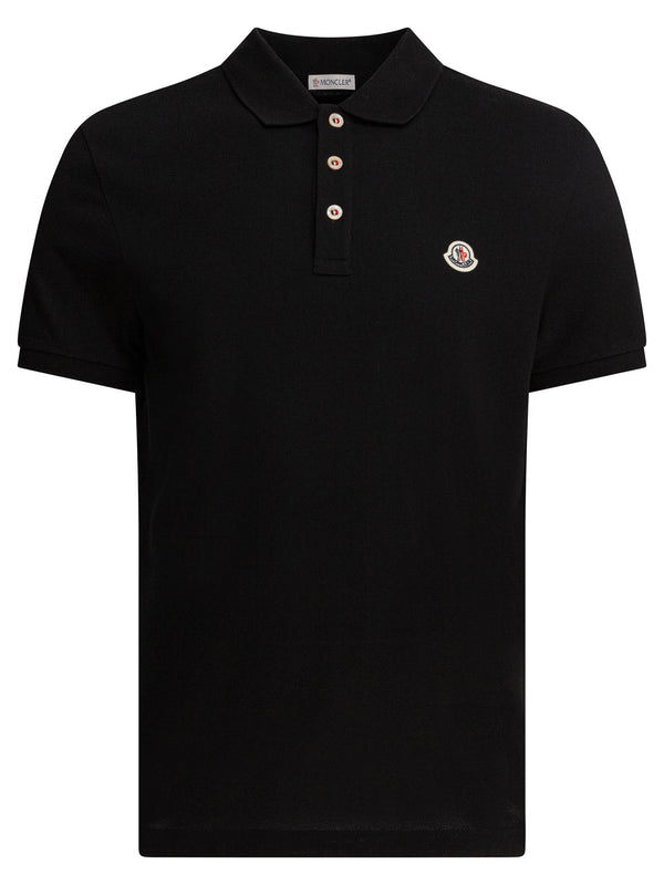 Moncler Cotton Pique Polo Shirt With Logo Patch