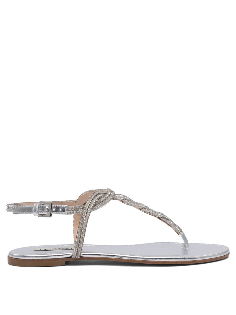 Ninalilou Ninalilou Silver Leather Sandals Women - World Class Fashion