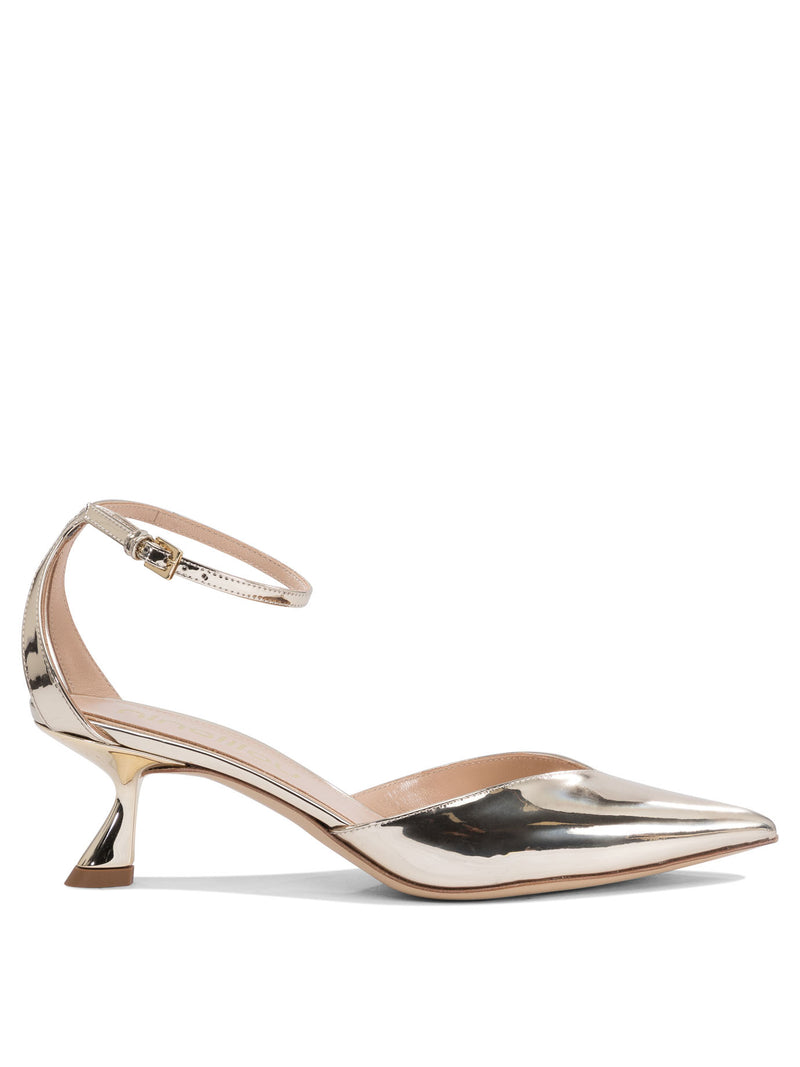 Ninalilou Zapatos de tacón de cuero dorado Ninalilou para mujer - World Class Fashion