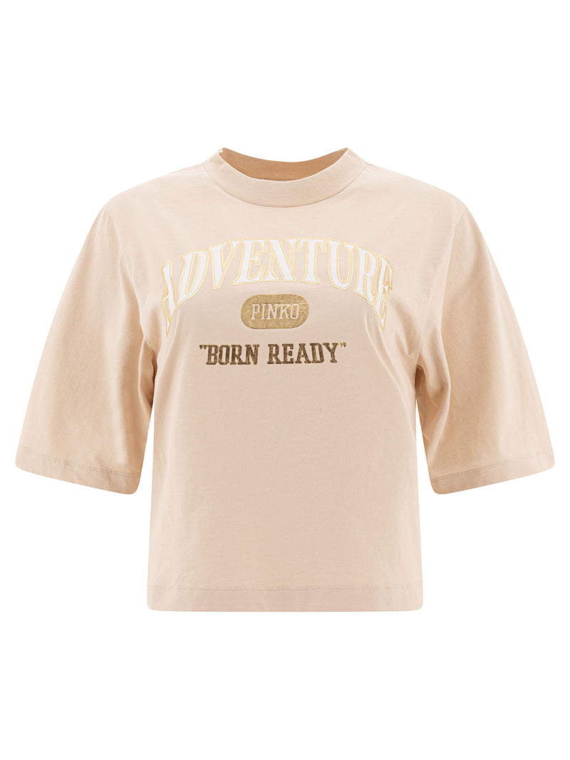 Pinko Pinko Women's Cotton T-Shirt Beige - World Class Fashion
