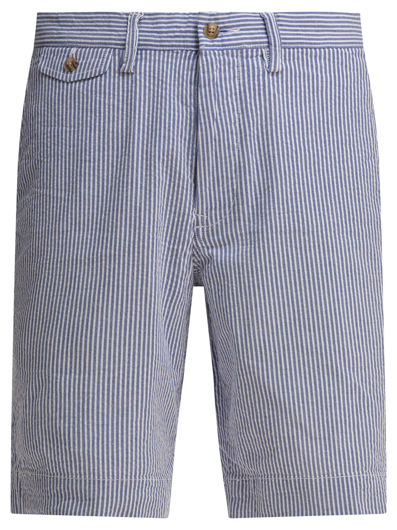 Polo Ralph Lauren Polo Ralph Lauren Shorts de Sarga Elástica de Corte Recto Azul - World Class Fashion