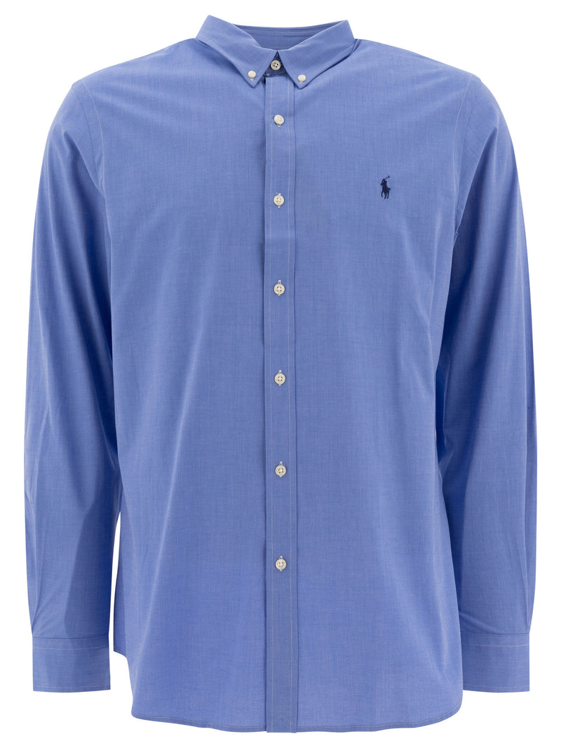 Polo Ralph Lauren Polo Ralph Lauren Slim-Fit Stretch Fil-A-Fil Shirt Blue - World Class Fashion
