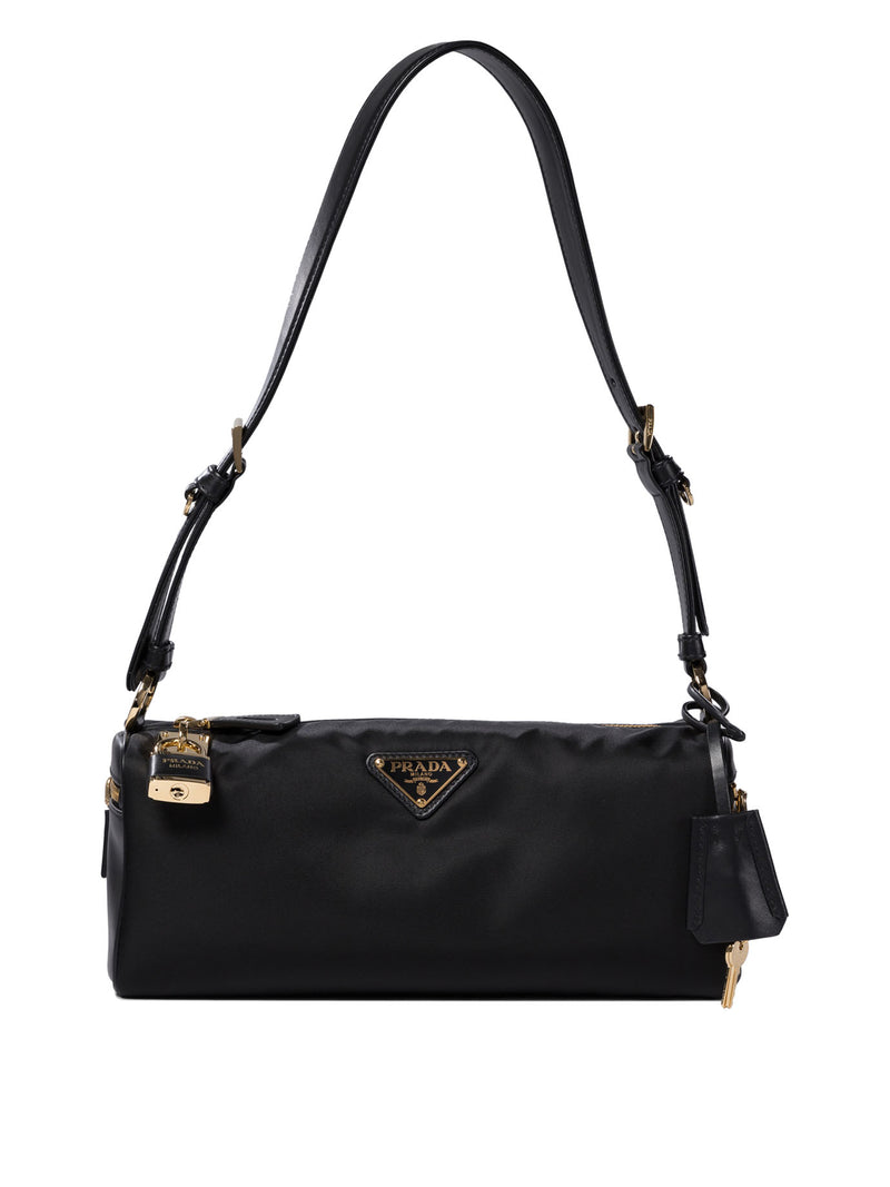Prada Bolso de hombro Prada Re-Nylon y piel negro - World Class Fashion