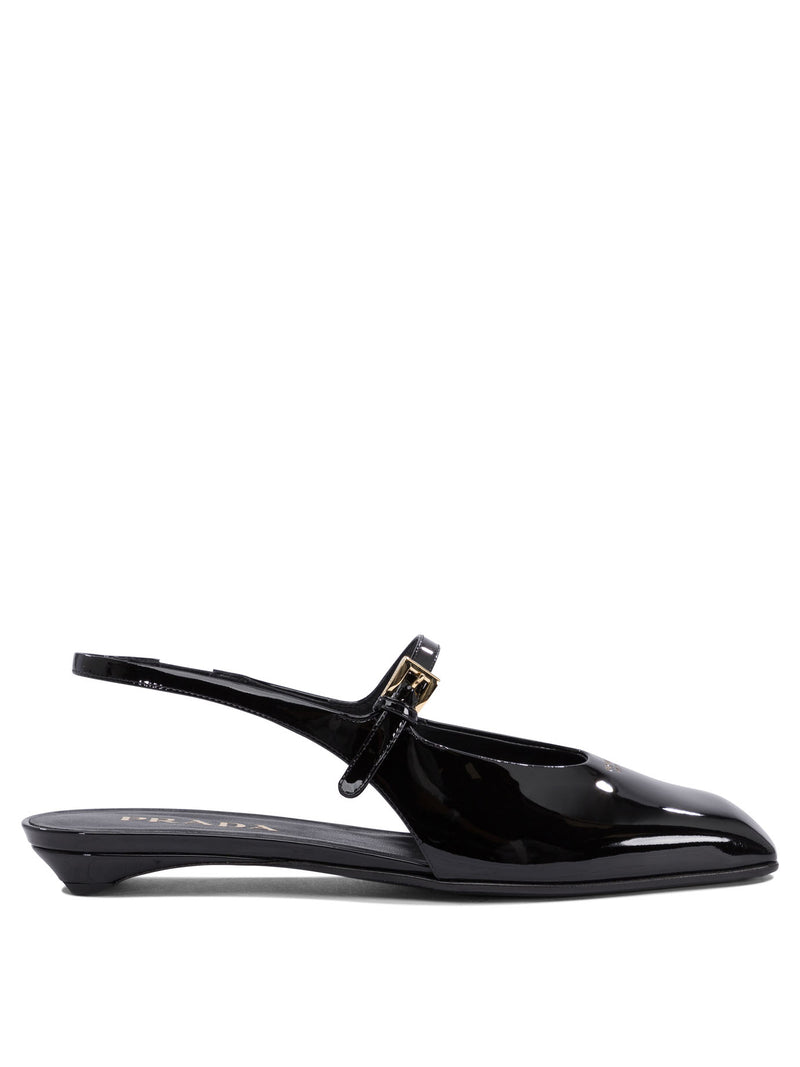 Prada Bailarinas Prada Slingback Charol Negro - World Class Fashion