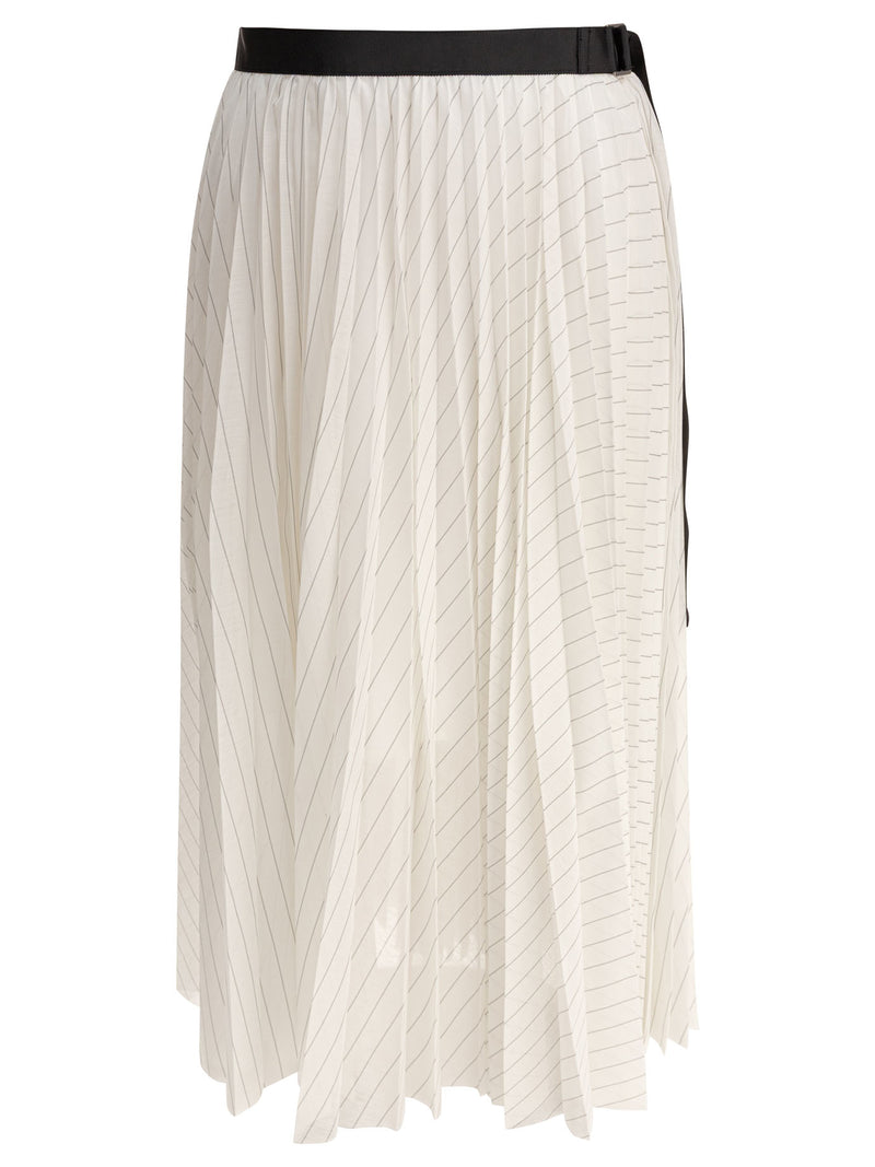Sacai Sacai Pleated Skirt White Women - World Class Fashion