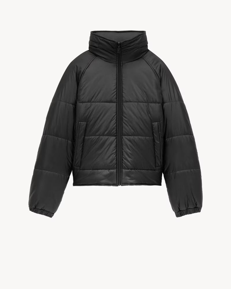 Saint Laurent Chaqueta acolchada Cassandre de nailon de Saint Laurent negra - World Class Fashion