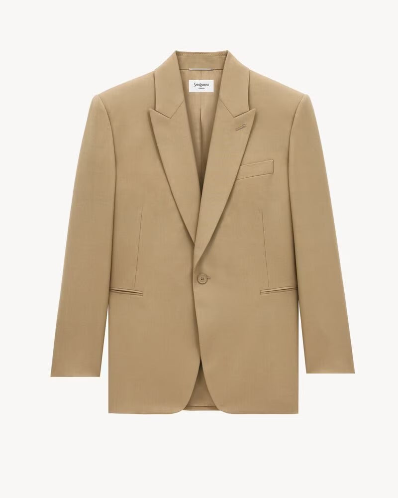Saint Laurent Saint Laurent Wool Gabardine Jacket Beige - World Class Fashion