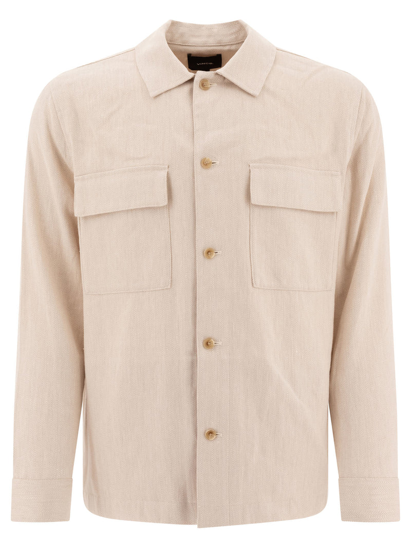 Vince Vince Linen Overshirt Beige Men - World Class Fashion