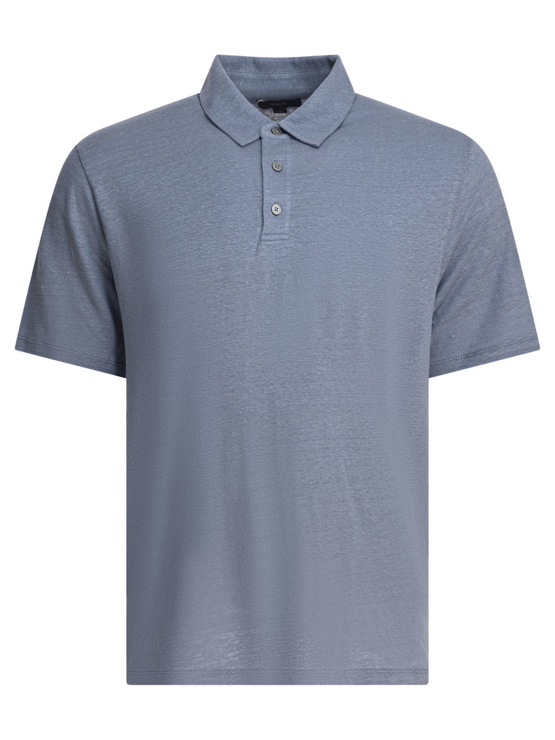 Vince Vince Linen Polo Shirt Light Blue Men - World Class Fashion