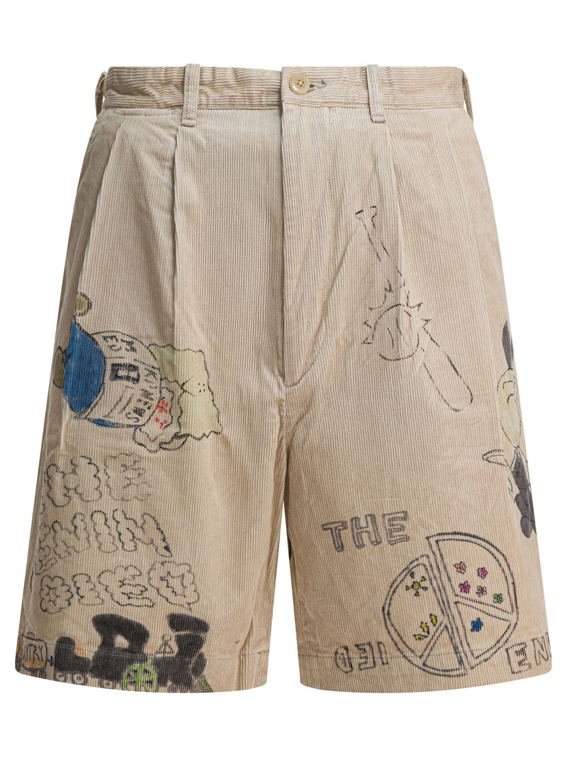 Kapital Kapital K2502SP003BE Pantalones Cortos de Algodón Beige Hombre - World Class Fashion
