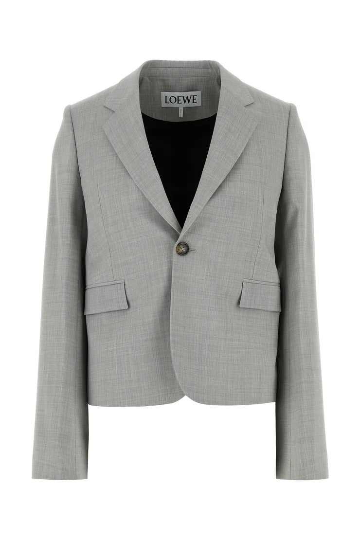 Loewe Loewe Wool Blazer Jacket Light Grey Women - World Class Fashion
