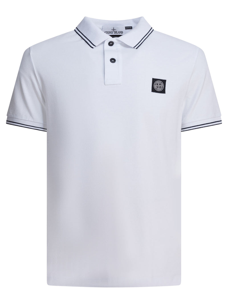 Stone Island Stone Island Organic Cotton Pique Polo Shirt White - World Class Fashion